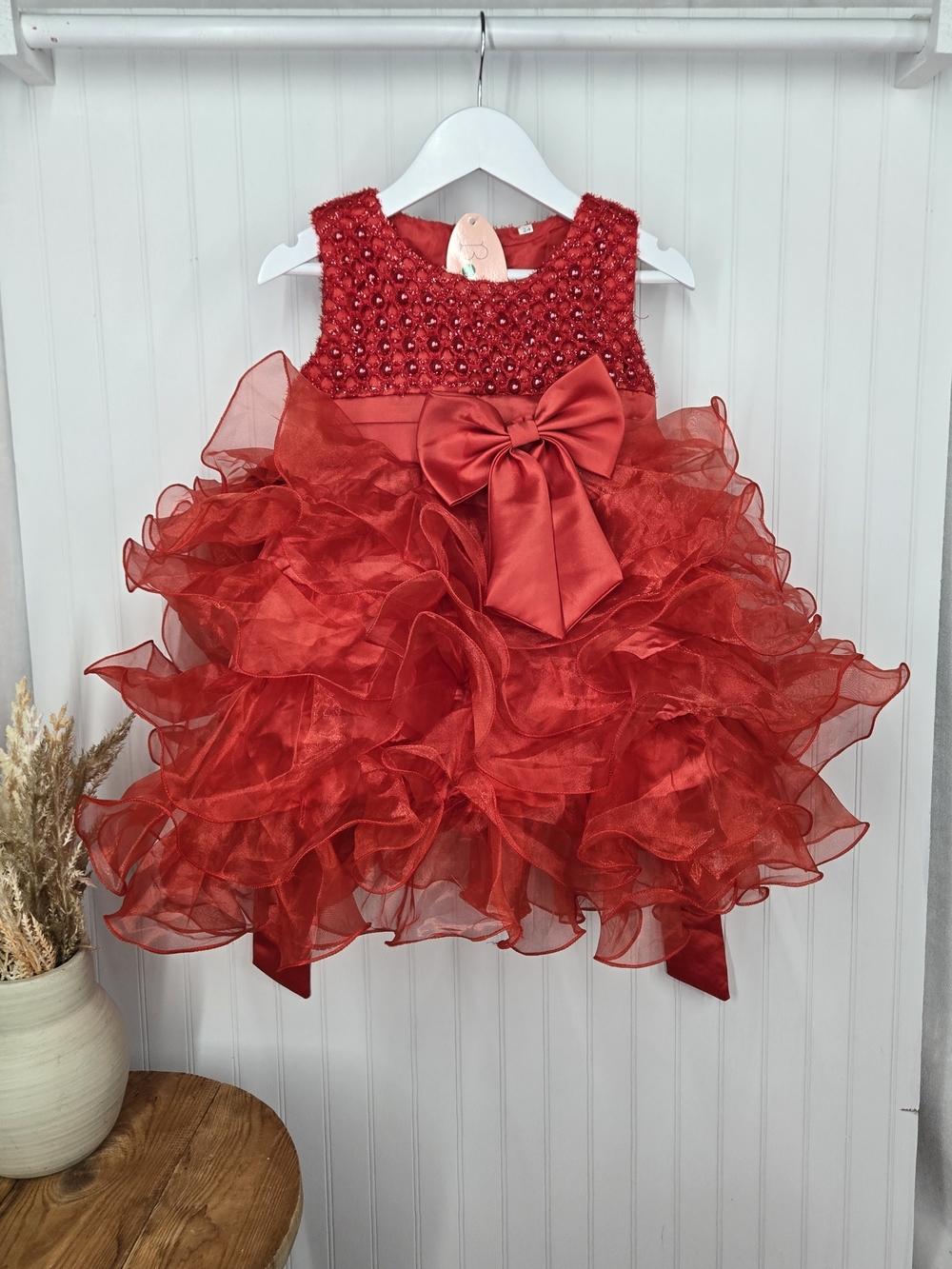 Baihui Red Sequin Ruffle Party Dress 24M NWT Christmas Holiday